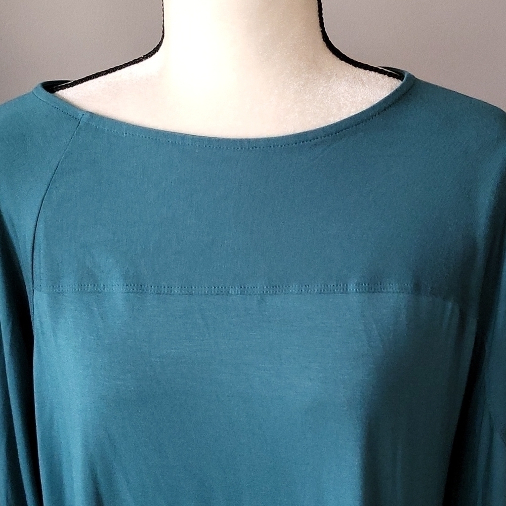 Roaman's asymmetrical teal tunic with dramatic sleeve NWT - Picture 4 of 12